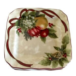 222 Fifth Yule Tide Celebration Desert Appetizer Plates 6" Set of 4